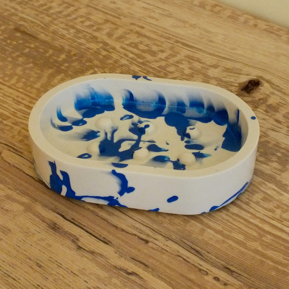 Blue Marbled Soap Dish (H)